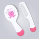 1st Step Matte Collection Easy Grip, Soft & Gentle Comb and Brush Grooming Set - Pink - Fast Shipping to USA & Canada