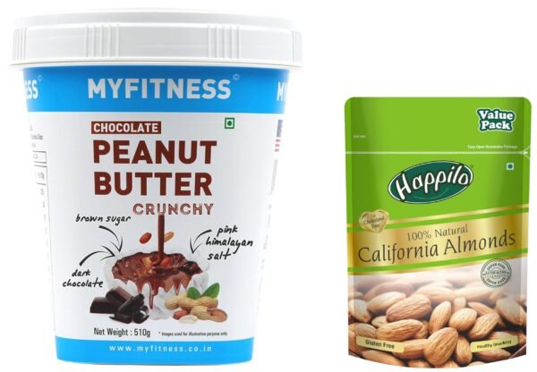 MYFITNESS Chocolate PB Crunchy 510g | Protein & Happilo Almonds 500g - Fast Shipping to USA & Canada