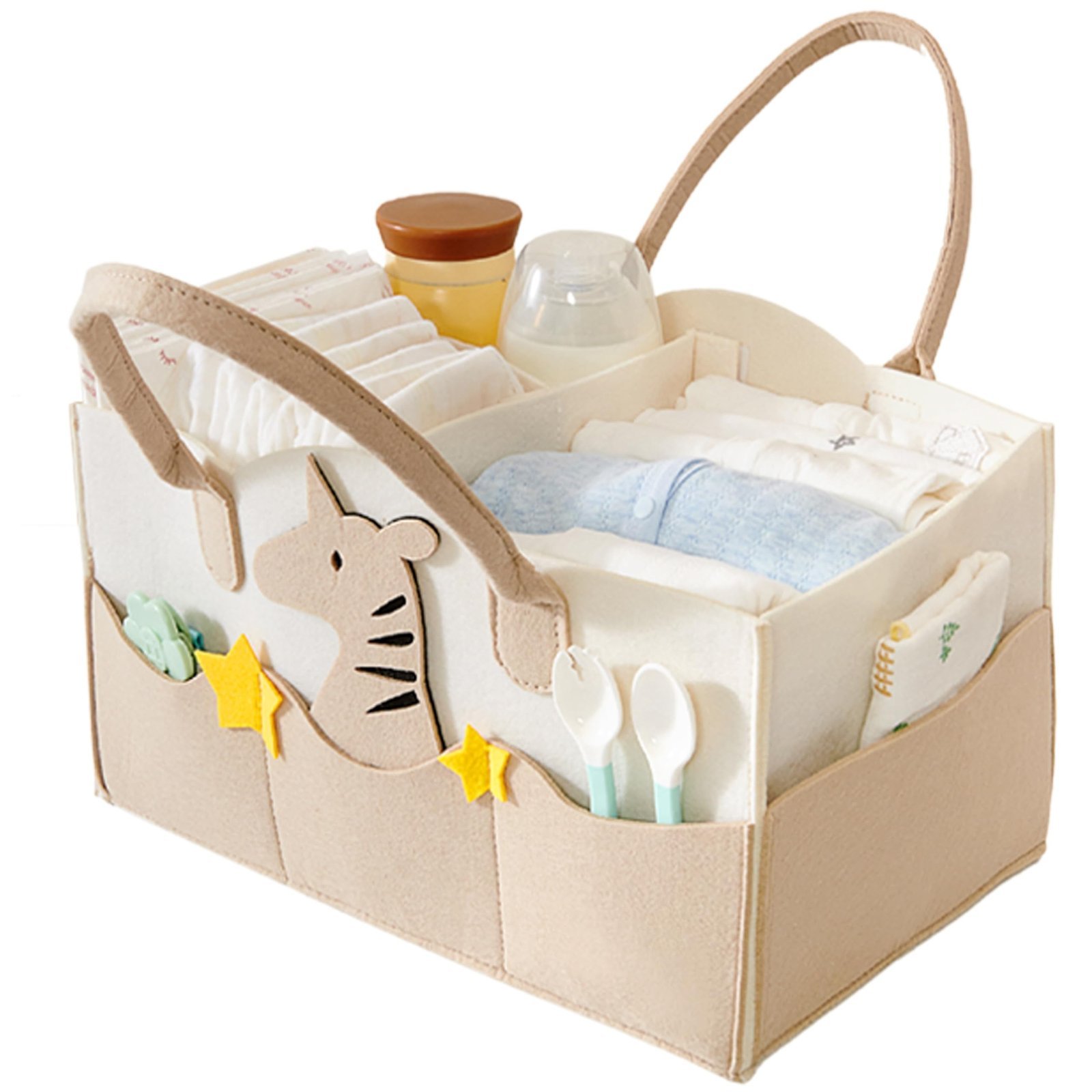 71WS7MzFQOL-1.jpg MOM CARE Baby Diaper Storage Organizer Nappies Bag For Mother Stylish Storage Bag For All Newborn Baby Products Nursery Basket -Brown - Fast Shipping to USA & Canada - Image 1