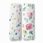 haus & kinder Jungle Collection 100% Cotton Muslin Swaddle Wrap for New Born Baby Boy & Girl,Soft Swaddle Cloth for New Born Swaddle,Size 100cm x 100cm,Pack of 2(Elephant-Ditsy Floral),Assorted - Fast Shipping to USA & Canada