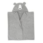 TIDY SLEEP Hooded Baby Bath Towel for New Born, Super Soft, Highly Absorbent, Toddler Bath Towel 68X130 cm Grey Bear - Fast Shipping to USA & Canada