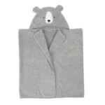 TIDY SLEEP Hooded Baby Bath Towel for New Born, Super Soft, Highly Absorbent, Toddler Bath Towel 68X130 cm Grey Bear - Fast Shipping to USA & Canada