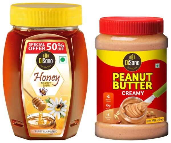 Disano Peanut Butter Creamy 924g & DiSano Pure Honey 500 g (pack of 1) - Fast Shipping to USA & Canada