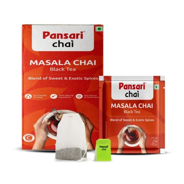 Pansari Masala Chai ? 100 Premium Tea Bags | Aromatic Blend of Black Tea & Indian Spices | Cinnamon, Cardamom, Clove & Ginger | Refreshing & Immunity-Boosting Spiced Tea - Fast Shipping to USA & Canada