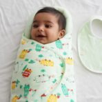 TIDY SLEEP Baby Swaddle Wrappper Adjustable for Newborn || 100% Cotton Soft || Newborn Blanket for 0-3 Months (Green Wild City) - Fast Shipping to USA & Canada