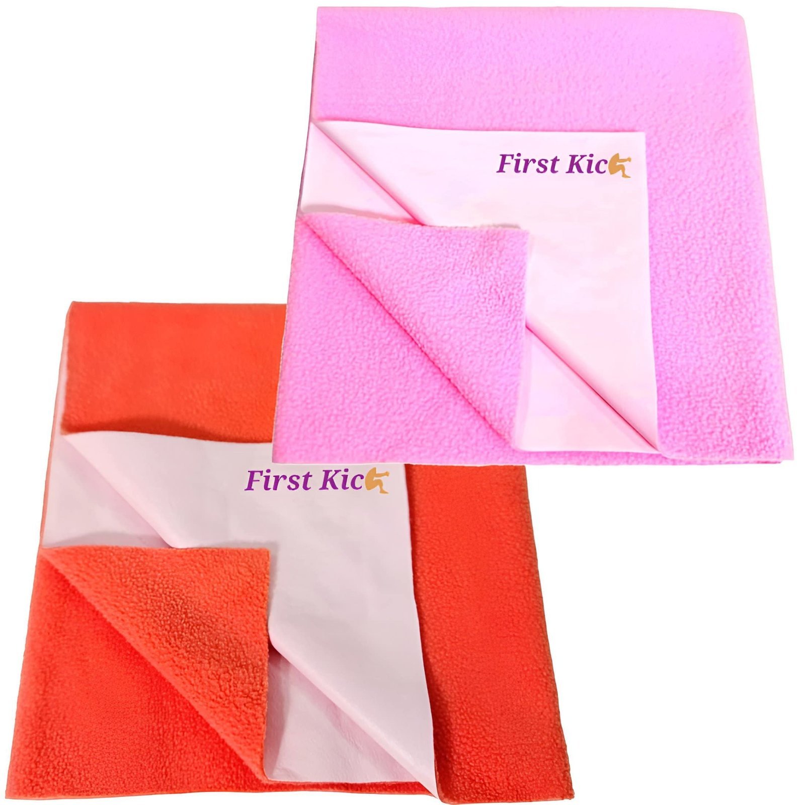 71Z2uoEvN-L-1.jpg First Kick Waterproof Baby Bed Protector/Mattress Cotton Dry Sheet (70cm X 50 cm) for Born Baby/Kids- (Orange, Pink) - Small, Pack of 2 - Fast Shipping to USA & Canada - Image 1