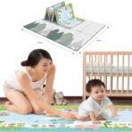 Kids Station Double-Sided Waterproof Baby Playmat - Foldable Portable & Reversible - Soft Foam for Kids Newborns Toddlers and Infants - Baby Carpet - Crawling Baby Play Mat (Indoor/Outdoor) - Non-Slip Crawl Floor Mat - 6.6ftx6ft or 200x180cm (Printed 1cm Thick) - Fast Shipping to USA & Canada