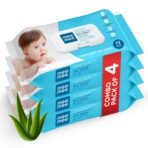 Mee Mee Wet Wipes for Baby Skin with Aloe Vera Paraben Free, Fragrance Free, pH Balanced, Dermatologically Safe, Baby Wipes Combo, 72 Wipes/Pack With Lid (Pack of 4 Wet Wipes) - Fast Shipping to USA & Canada