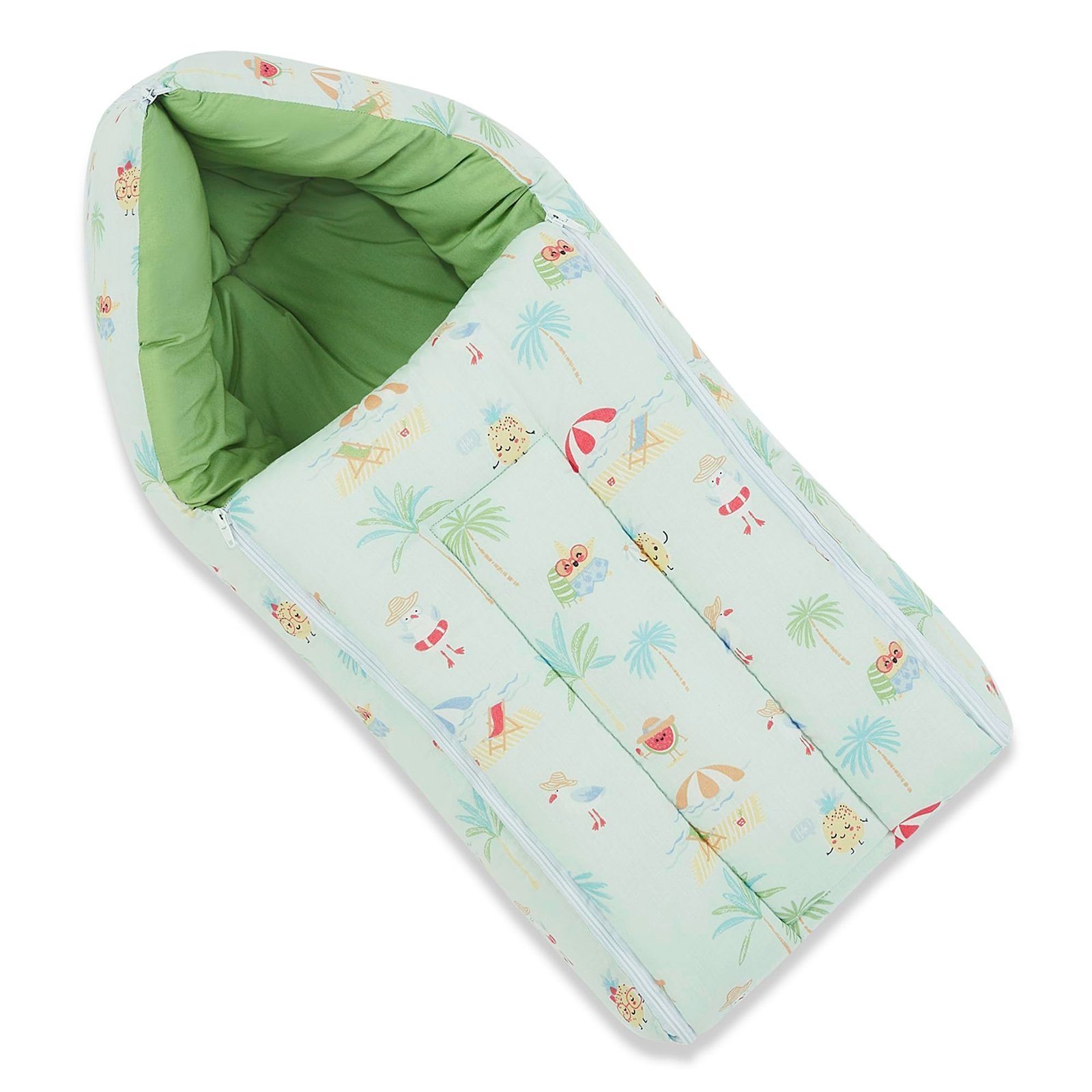 71br9gOQrlL-1.jpg Haus & Kinder Cotton Poplin 3 in 1 Baby Carry Nest Cum Sleeping Bag - Baby Sleeping Nest Multi Color | Carry Nest for New Born Baby to 6 Months, Perfect Size for Your Baby 67*30Cm, Sunny Citrus Splash - Fast Shipping to USA & Canada - Image 1