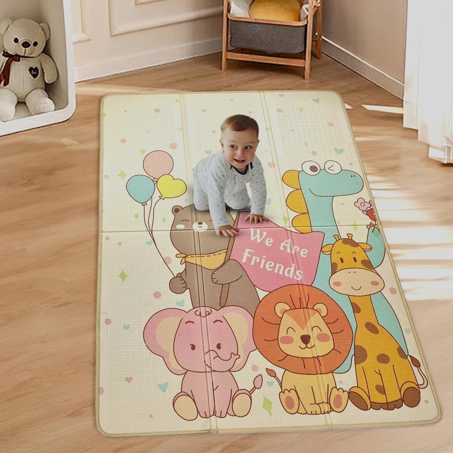 71d4BwDno4L-1.jpg StarAndDaisy Play Mat for Babies, Toddlers & Infants/Baby Mats for Floor with Double Sided, Water Proof/Baby Play Mat for Kids Reversible & Foldable Design (Jungle +Giraffe) - Fast Shipping to USA & Canada - Image 1