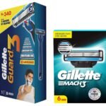 Gillette Guard 3 Single Razor with 8 Blades Pack & Mach 3 Shaving Blades- Pack of 6 (Cartridges), For Men - Fast Shipping to USA & Canada