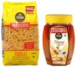 DiSano Pastalicious 100% Durum Wheat Fusilli Pasta, 1kg & DiSano Pure Honey 500 g (pack of 1) - Fast Shipping to USA & Canada