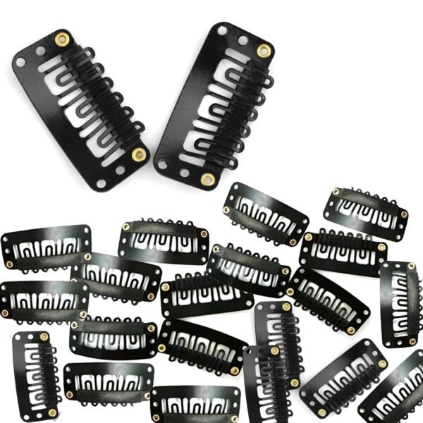 TEMPERIA Hair Extension Clips For Women & Men (36 Pcs) - Hair Patch Clip - Hair Attached Snap Wig Clips (Black) (3.4 cm) - Fast Shipping to USA & Canada
