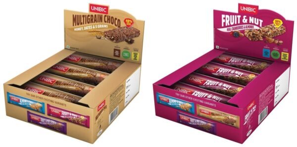 Unibic Snack bar Multigrain choco - 360g - 12 Count & Unibic Snack bar Fruit & Nut 360g Pack of 12, 360g - Fast Shipping to USA & Canada
