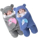 First Kick Baby Blankets New Born Combo Pack of Wearable Hooded Swaddle Wrapper Sleeping Bag for Baby Boys and Baby Girls Pack of 2 (0-6 Months, Grey & Turquish Blue) - Fast Shipping to USA & Canada