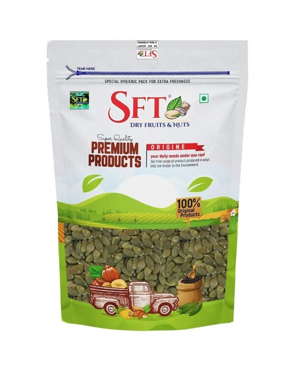 SFT Pumpkin Seeds, 200g, Rich in Protein, Dietary Fibre, Magnesium & Phosphorus, Raw & Unroasted Pumpkin Seeds, Source of Iron & Zinc, Handpicked Seeds, Resealable Pack - Fast Shipping to USA & Canada