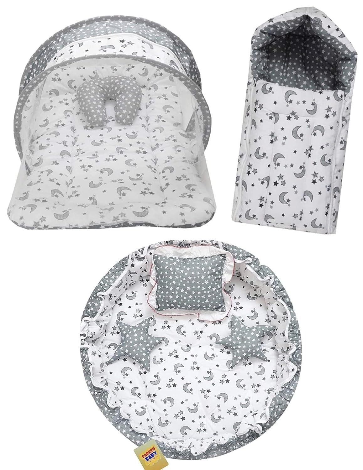 71i-AfdwdPL-1.jpg Infantbond Bed Combo with Net & Nest Bed (Gray Moon) ? Fast Shipping to USA & Canada - Image 1