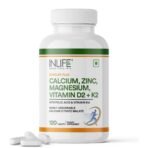 INLIFE Calcium Magnesium Zinc with D3, B12 & K2 - 120 Tablets - Fast Shipping to USA & Canada