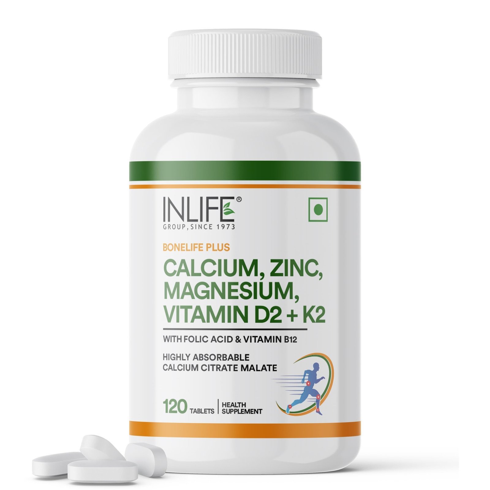 71ixWC4czL.jpg INLIFE Calcium Magnesium Zinc with D3, B12 & K2 - 120 Tablets - Fast Shipping to USA & Canada - Image 1