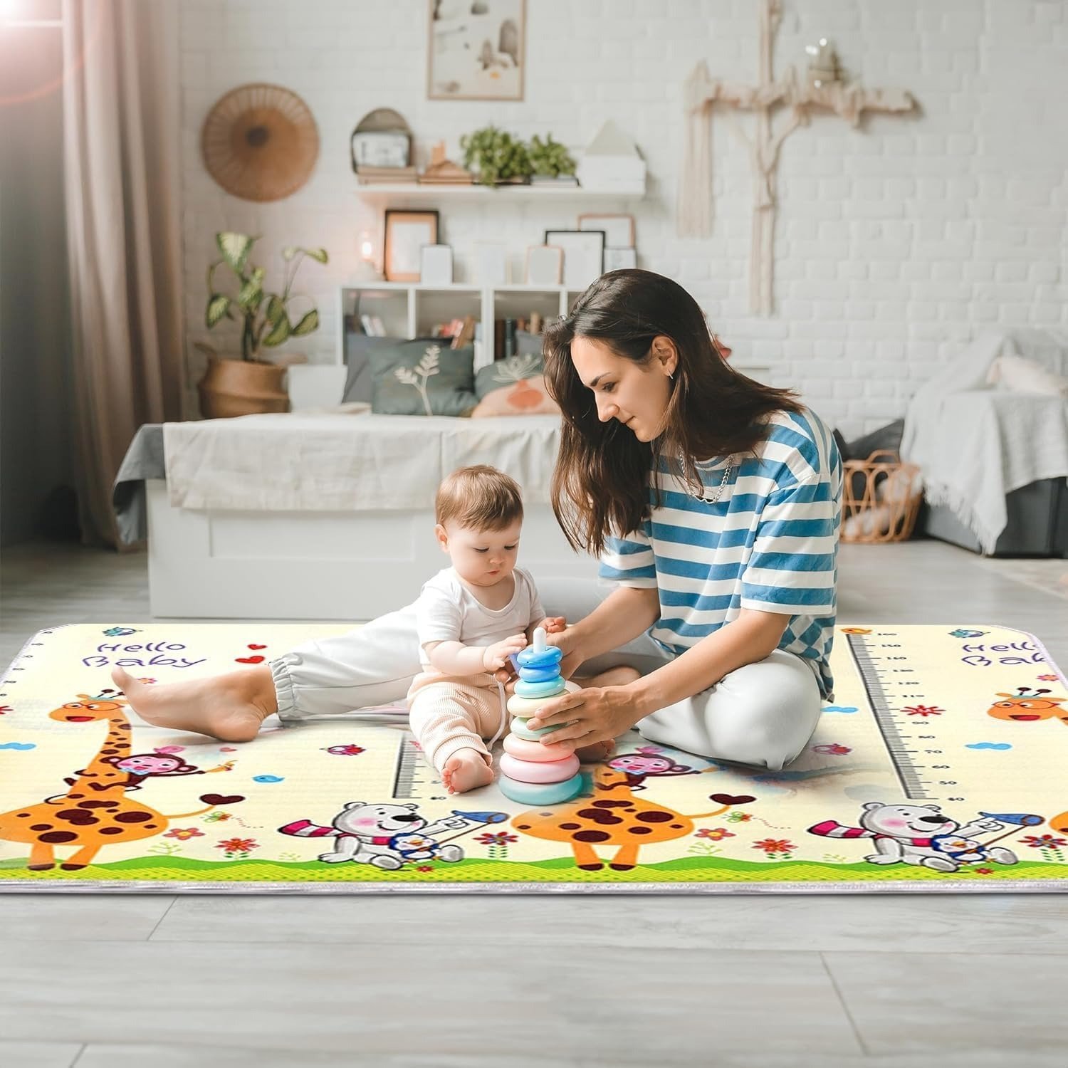 71jK2U-cx9L-1.jpg StarAndDaisy Play Mat for Babies, Toddlers & Infants/Baby Mats for Floor with Double Sided Water Proof/Baby Play Mat for Kids Reversible & Foldable Design - Rollable - Fast Shipping to USA & Canada - Image 1