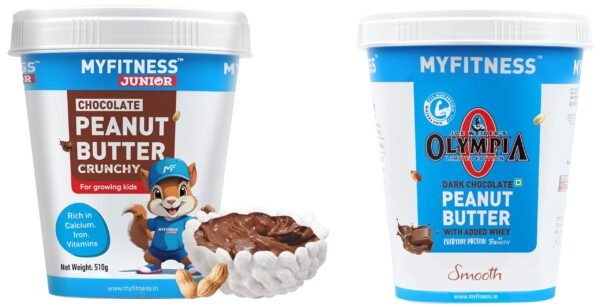 MYFITNESS Peanut Butter Family Breakfast Combo 1kg+510g | Pre-Post Workout | Kids | Creamy - Fast Shipping to USA & Canada