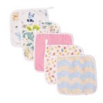 TIDY SLEEP Muslin Baby 4 Layer Face Napkin for New Born (Washable, Reusable Extra Soft Baby Face Napkin) Assorted Colour (5) - Fast Shipping to USA & Canada