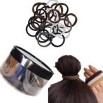 TEMPERIA (24 pcs) Hair Rubber Band for Women & Girls with Storage Box - Stretchable Soft Hair Ties Elastic Hairbands - Premium & Durable Cotton Ponytail Holder Hair Accessories - Multicolour (MN01) - Fast Shipping to USA & Canada