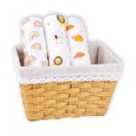 MOM'S HOME Organic Cotton Baby Muslin Swaddle - Pack of 3-100x100 cm (Rainbow Ice-Cream Jungle) - Fast Shipping to USA & Canada