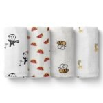 MOM'S HOME Cotton 100x100 cm Swaddle, Multicolour, Pack of 4 - Fast Shipping to USA & Canada