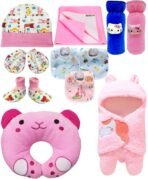 First Kick New Born Baby Gift Set Combo Pack for Baby Boys and Baby Girls Pack of 11 Pcs Unicorn Pink - Fast Shipping to USA & Canada