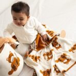 TIDY SLEEP 100% Cotton Knitted Blanket for New Born Baby, Soft and Breathable Quilt Wrapper for New Born Boy & Girl | Size 100 cm x 80 cm, 0 to 18 Month (Tiger Print) - Fast Shipping to USA & Canada