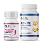 INLIFE Multivitamin for Women with Omega 3 & Fish Oil 1000mg - 60 Capsules & 60 Softgels - Fast Shipping to USA & Canada