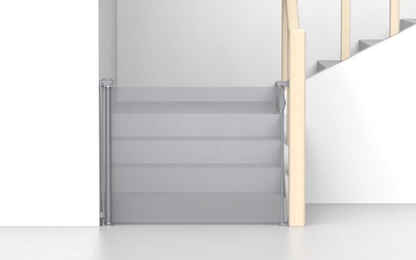 Kids Station Retractable Safety Gate for Kids - Barrier Fence - Safety Gate for Door&Hallways - Dog Gate with Easy Walk-Thru - Height 90cm or 2.9ft - Expandable to 140cm or 4.6ft (Grey) - Fast Shipping to USA & Canada