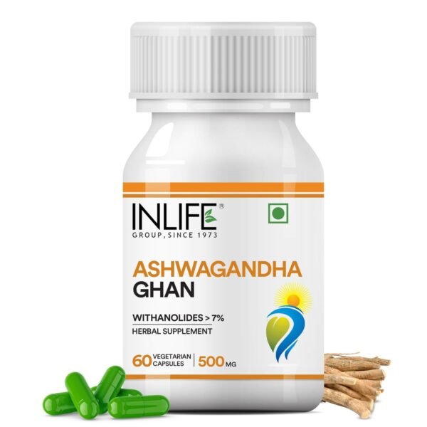 INLIFE Ashwagandha Extract 500mg - 60 Capsules - Fast Shipping to USA & Canada