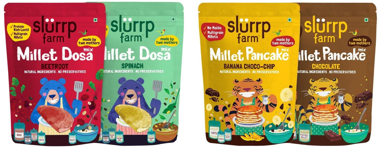 71mgm3SPQDL-1.jpg Slurrp Farm Pancake Mix (2x150g) + Dosa Mix (2x150g) - Fast Shipping to USA & Canada - Image 1