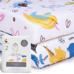 A Baby Cherry Fitted Crib Sheet 100% Organic Jersey Cotton 125 * 65CM, 2 Pack Super Soft and Cozy Crib Cover Set for Toddler Mattress, Crib Bedsheet for Boys & Girls,Animal - Fast Shipping to USA & Canada