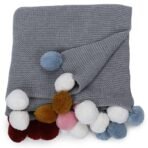 haus & kinder Tc - 150 100% Cotton Knitted Blanket For New Born Baby|Baby All Season Ac Blankets|Quilt Wrapper For New Born Boy & Girl|Size 80 Cm X 100 Cm, 0 To 2 Years|Pom Pom Blanket (Grey)| - Fast Shipping to USA & Canada