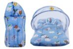 Infantbond Born Baby Bed with Net & Carry Bag (Blue Teddy) ? Fast Shipping to USA & Canada