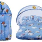 Infantbond Born Baby Bed with Net & Carry Bag (Blue Teddy) ? Fast Shipping to USA & Canada
