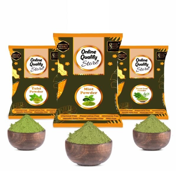 Online Quality Store Neem + Tulsi + Mint Powder Combo (350g + 350g + 200g) - Fast Shipping to USA & Canada