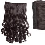 TEMPERIA Hair Extensions for Women (Premium)- 5 Clips Attached Curly/Wavy Artificial Hair Clip On Extension - False Fake Long Curl Hair Wig for Wedding - 1 Pc - Natural Brown Colour (D1) - Fast Shipping to USA & Canada