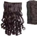 TEMPERIA Hair Extensions for Women (Premium)- 5 Clips Attached Curly/Wavy Artificial Hair Clip On Extension - False Fake Long Curl Hair Wig for Wedding - 1 Pc - Natural Brown Colour (D1) - Fast Shipping to USA & Canada