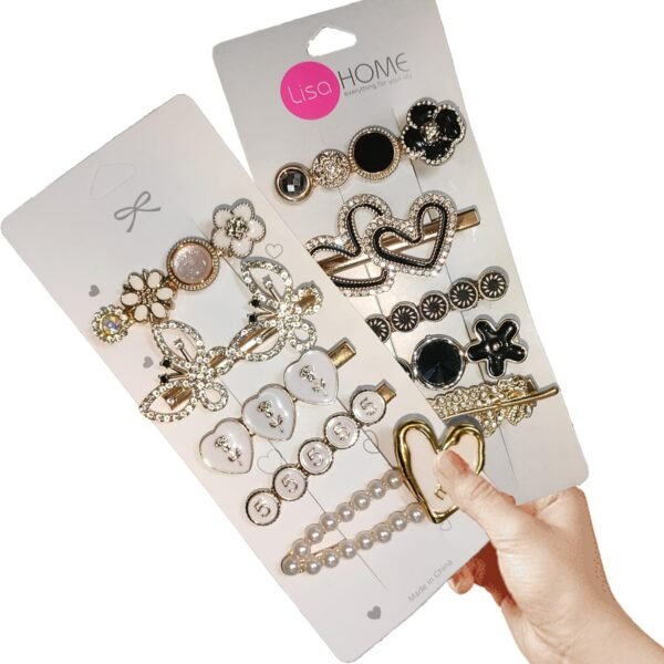 TEMPERIA (2 Pack - 10 Clips) Hair Accessories for Women & Girls -Latest Korean Style Fancy Hair Clips, Clutcher & Pins - Stylish & Cute Birthday Gift Items Metal Hairclip (Random Colors & Designs) (MN03) - Fast Shipping to USA & Canada