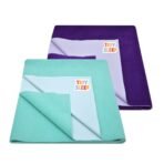 Tidy Sleep Instadry Anti-Piling Fleece Extra Absorbent Quick Dry Sheet for New Born Babies, Cotton Bed Protector Mattress Pack of 2 Plum-Green Medium (100x70) cm - Fast Shipping to USA & Canada