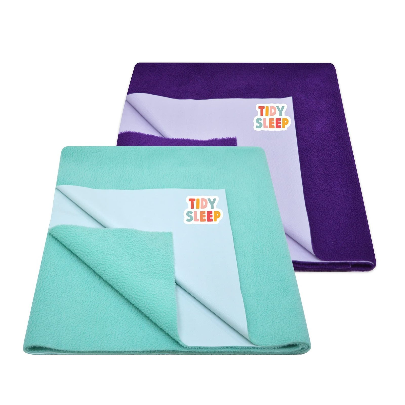 71r4xkduGBL-1.jpg Tidy Sleep Instadry Anti-Piling Fleece Extra Absorbent Quick Dry Sheet for New Born Babies, Cotton Bed Protector Mattress Pack of 2 Plum-Green Medium (100x70) cm - Fast Shipping to USA & Canada - Image 1
