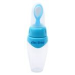1st Step Non-Spill Soft Squeezy Silicone Cereal Feeder with Hygienic Spoon Cover - Blue - Fast Shipping to USA & Canada
