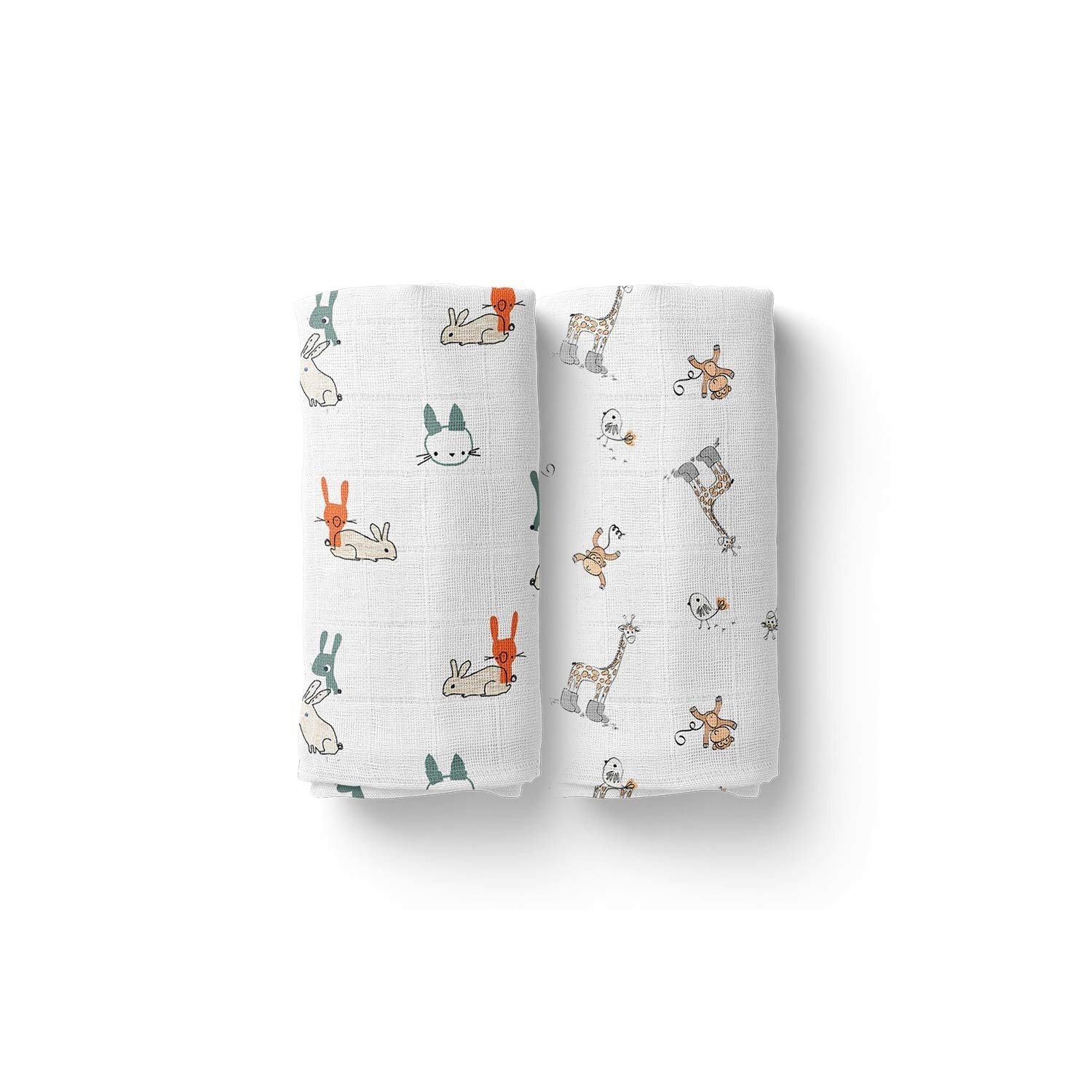 71uIAH4NzwL-1.jpg MOM'S HOME Organic Muslin Cotton Baby Swaddle Blanket (Multicolour, Large Size, 100 x 100 cm) - Pack of 2 - Fast Shipping to USA & Canada - Image 1