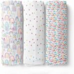 haus & kinder 100% Cotton Muslin Swaddle ? Set of 3 | Soft & Breathable Swaddle Wrap for Newborns | Multicolor Rainbow Design | 100cm x 100cm | TC-250 Quality - Fast Shipping to USA & Canada