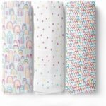 haus & kinder 100% Cotton Muslin Swaddle ? Set of 3 | Soft & Breathable Swaddle Wrap for Newborns | Multicolor Rainbow Design | 100cm x 100cm | TC-250 Quality - Fast Shipping to USA & Canada
