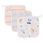 TIDY SLEEP Muslin Baby 4 Layer Face Napkin for New Born (Washable, Reusable Extra Soft Baby Face Napkin) Assorted Colour (3) - Fast Shipping to USA & Canada